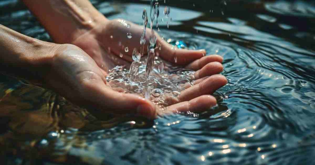 包み、水に流す